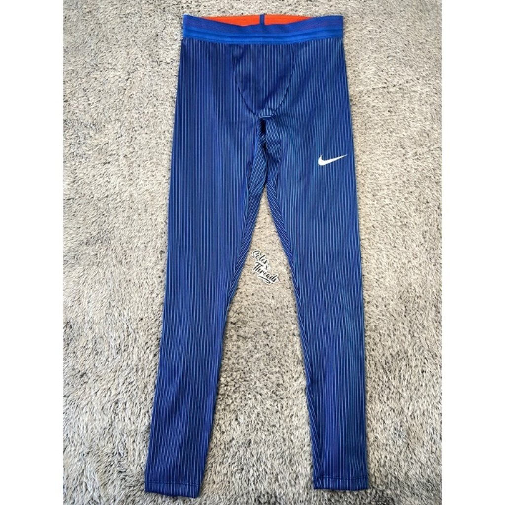 Nike Pro Elite Running Tights Blue Orange Size Medium Men Made In Usa Da2908-401